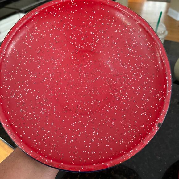 Vintage red, white and blue enamelware pot - Picture 4 of 12